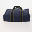 HERMES Fourre Tout PM Hand Bag Canvas 3 Set Navy Black Auth 175803-14