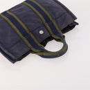 HERMES Fourre Tout PM Hand Bag Canvas 3 Set Navy Black Auth 175803-19