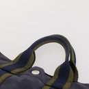 HERMES Fourre Tout PM Hand Bag Canvas 3 Set Navy Black Auth 175803-20