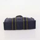 HERMES Fourre Tout PM Hand Bag Canvas 3 Set Navy Black Auth 175803-21