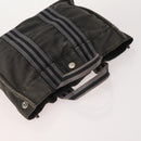 HERMES Fourre Tout PM Hand Bag Canvas 3 Set Navy Black Auth 175803-5