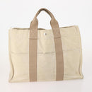 HERMES Fourre Tout MM Hand Bag Canvas 3 Set Gray Black beige Auth 175804-12