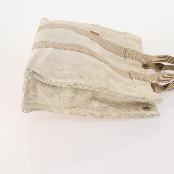 HERMES Fourre Tout MM Hand Bag Canvas 3 Set Gray Black beige Auth 175804