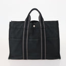 HERMES Fourre Tout MM Hand Bag Canvas 3 Set Gray Black beige Auth 175804-18