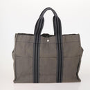 HERMES Fourre Tout MM Hand Bag Canvas 3 Set Gray Black beige Auth 175804-2