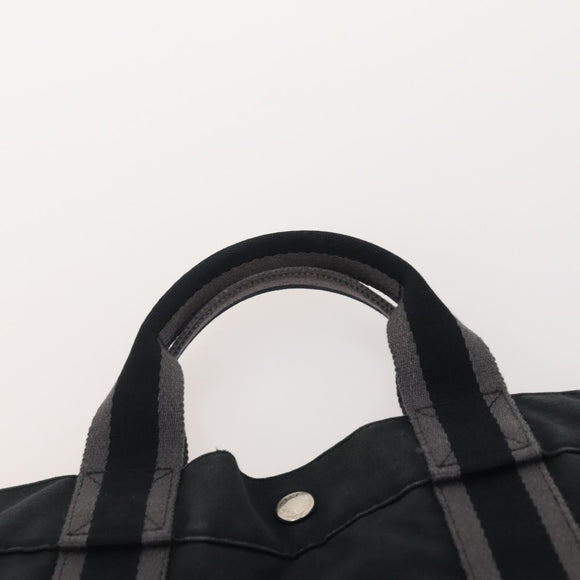 HERMES Fourre Tout MM Hand Bag Canvas 3 Set Gray Black beige Auth 175804