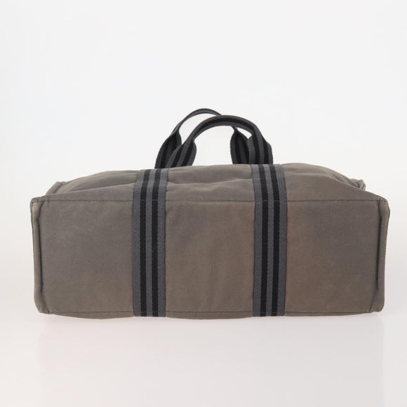 HERMES Fourre Tout MM Hand Bag Canvas 3 Set Gray Black beige Auth 175804
