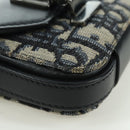 Christian Dior Trotter Canvas Dior Lock Shoulder Bag Navy Silver Auth 175822M-15