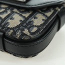 Christian Dior Trotter Canvas Dior Lock Shoulder Bag Navy Silver Auth 175822M-16