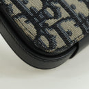Christian Dior Trotter Canvas Dior Lock Shoulder Bag Navy Silver Auth 175822M-17