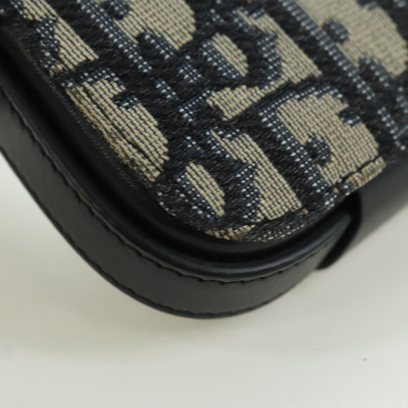 Christian Dior Trotter Canvas Dior Lock Umhängetasche Navy Silber Auth 175822M