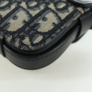 Christian Dior Trotter Canvas Dior Lock Shoulder Bag Navy Silver Auth 175822M-18