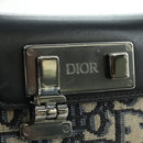 Christian Dior Trotter Canvas Dior Lock Shoulder Bag Navy Silver Auth 175822M-19