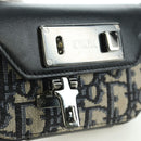 Christian Dior Trotter Canvas Dior Lock Shoulder Bag Navy Silver Auth 175822M-9