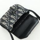 Christian Dior Trotter Canvas Dior Lock Shoulder Bag Navy Silver Auth 175822M-10