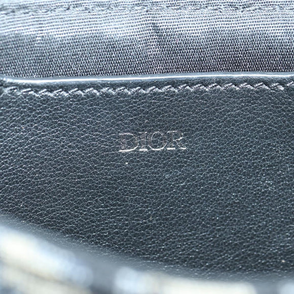 Christian Dior Trotter Canvas Dior Lock Umhängetasche Navy Silber Auth 175822M