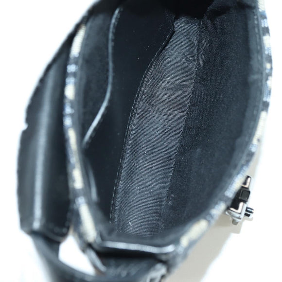 Christian Dior Trotter Canvas Dior Lock Umhängetasche Navy Silber Auth 175822M