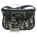 Christian Dior Trotter Canvas Dior Lock Shoulder Bag Navy Silver Auth 175822M-13
