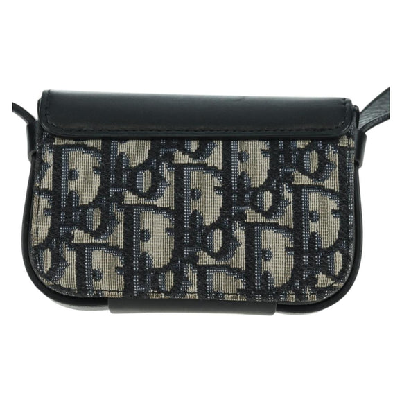 Christian Dior Trotter Canvas Dior Lock Shoulder Bag Navy Silver Auth 175822M
