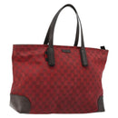 GUCCI GG Canvas Tote Bag Red Gold 308928 Auth 175823-1