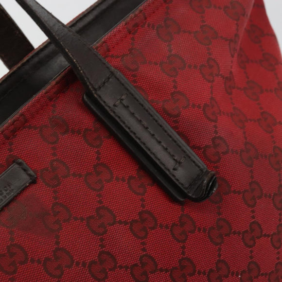 GUCCI GG Canvas Tote Bag Red Gold 308928 Auth 175823