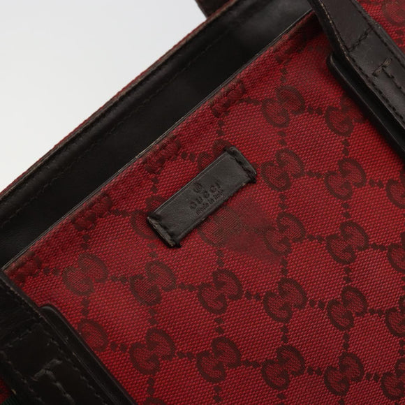 GUCCI GG Canvas Tote Bag Red Gold 308928 Auth 175823