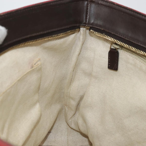 GUCCI GG Canvas Tote Bag Red Gold 308928 Auth 175823