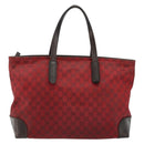GUCCI GG Canvas Tote Bag Red Gold 308928 Auth 175823-3