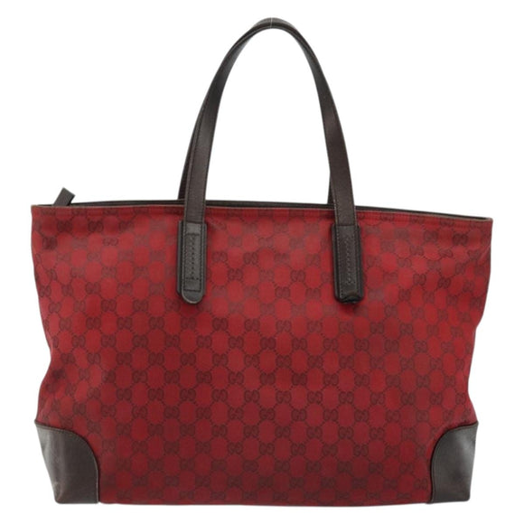 GUCCI GG Canvas Tote Bag Red Gold 308928 Auth 175823