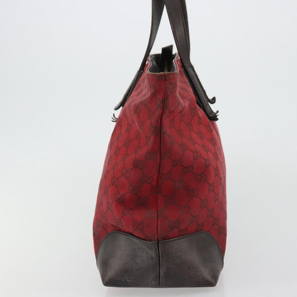 GUCCI GG Canvas Tote Bag Red Gold 308928 Auth 175823