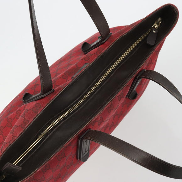 GUCCI GG Canvas Tote Bag Red Gold 308928 Auth 175823