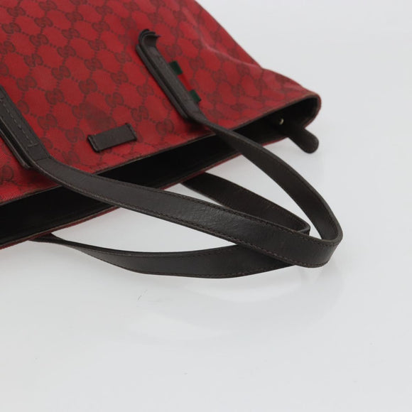 GUCCI GG Canvas Tote Bag Red Gold 308928 Auth 175823