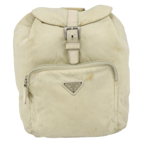 PRADA Backpack Nylon Ivory Silver Auth 175828
