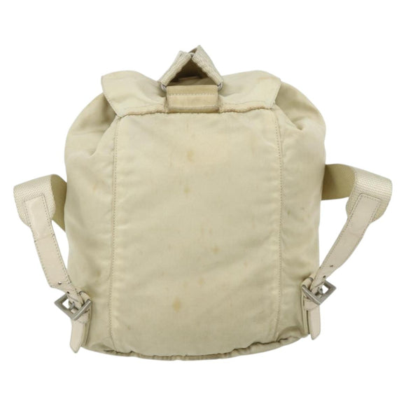 PRADA Backpack Nylon Ivory Silver Auth 175828