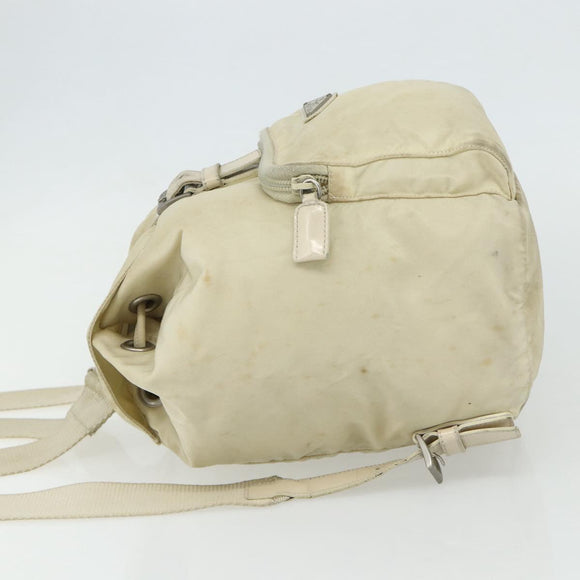 PRADA Backpack Nylon Ivory Silver Auth 175828