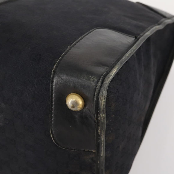 GUCCI GG Canvas Web Sherry Line Boston Bag Black Gold Auth 175830A