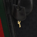 GUCCI GG Canvas Web Sherry Line Boston Bag Black Gold Auth 175830A-9