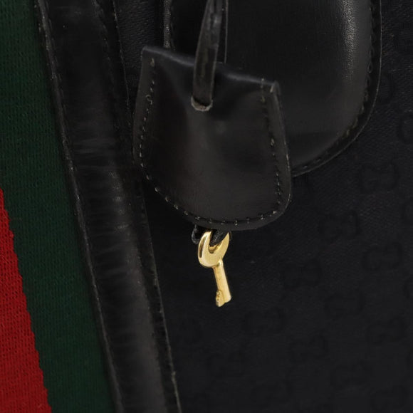 GUCCI GG Canvas Web Sherry Line Boston Tasche Schwarz Gold Auth 175830A