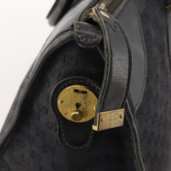 GUCCI GG Canvas Web Sherry Line Boston Bag Black Gold Auth 175830A