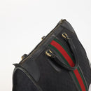 GUCCI GG Canvas Web Sherry Line Boston Bag Black Gold Auth 175830A-6