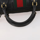 GUCCI GG Canvas Web Sherry Line Boston Bag Black Gold Auth 175830A-7