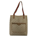 GUCCI GG Supreme Web Sherry Line Tote Bag PVC Beige 002 23 4487 Auth 175837-13