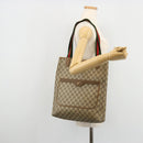 GUCCI GG Supreme Web Sherry Line Tote Bag PVC Beige 002 23 4487 Auth 175837-22