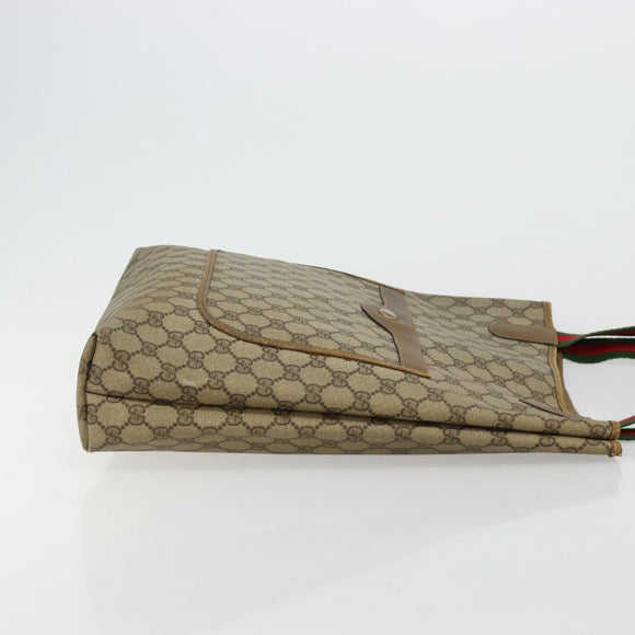GUCCI GG Supreme Web Sherry Line Tote Bag PVC Beige 002 23 4487 Auth 175837