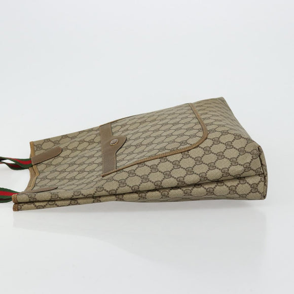 GUCCI GG Supreme Web Sherry Line Tote Bag PVC Beige 002 23 4487 Auth 175837