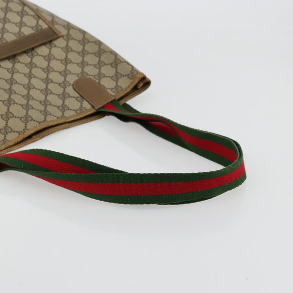 GUCCI GG Supreme Web Sherry Line Tote Bag PVC Beige 002 23 4487 Auth 175837