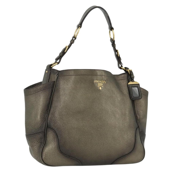 PRADA Shoulder Bag Leather Gold Auth 175839A