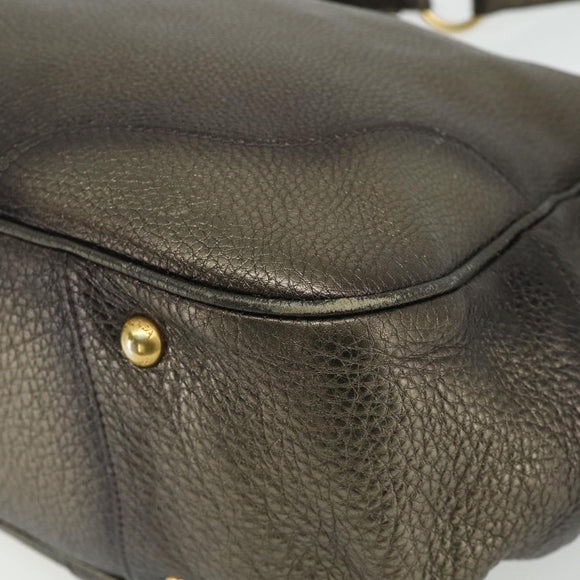 PRADA Shoulder Bag Leather Gold Auth 175839A