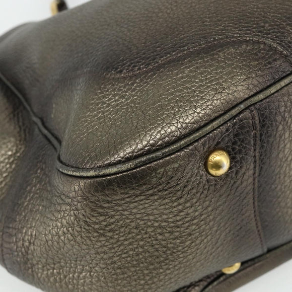 PRADA Shoulder Bag Leather Gold Auth 175839A