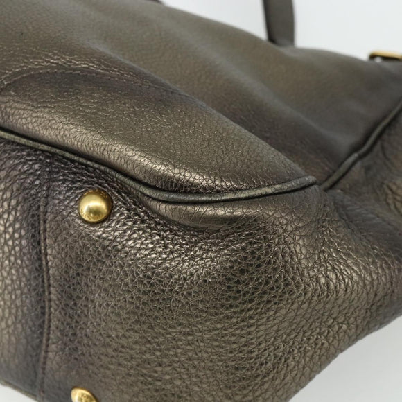 PRADA Shoulder Bag Leather Gold Auth 175839A